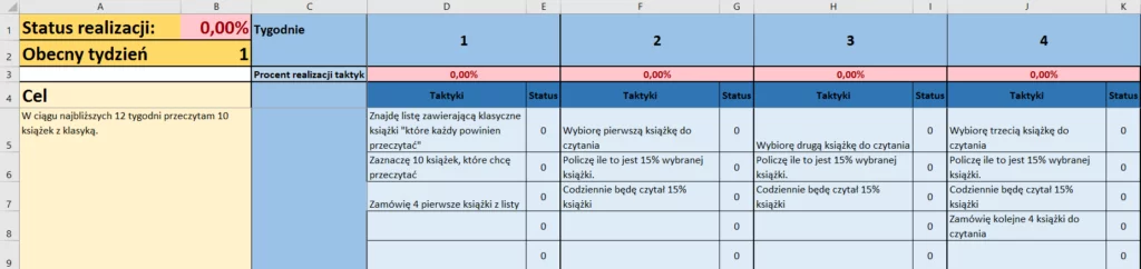 Szablon do pracy z planem 12 tygodniowym